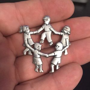 James Avery children playing brooch pin